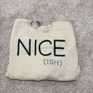 Gildan Cream Sweatshirt with Green Text